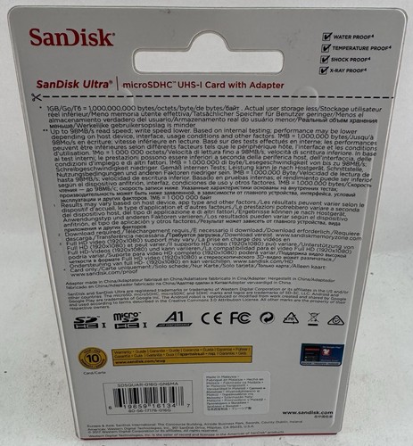 SanDisk Ultra 16GB Micro SD SDHC UHS-I Memory Card With Adaptor - New & Sealed - Photo 2 sur 2