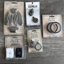 Tim Holtz Idea-ology Art Craft Lot Regal Adornments Tiles Watches Label Tape