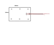 310 X 500mm 240V 750W w/3M  w/ 100K thermistor w/ holes cut out as drawing