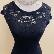 Women's Black Stretch Lace Mini Dress