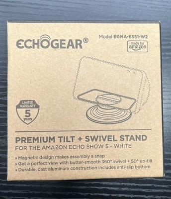 New in box!! Echogear Premium Tilt + Swivel Stand For Amazon Echo 5 - White