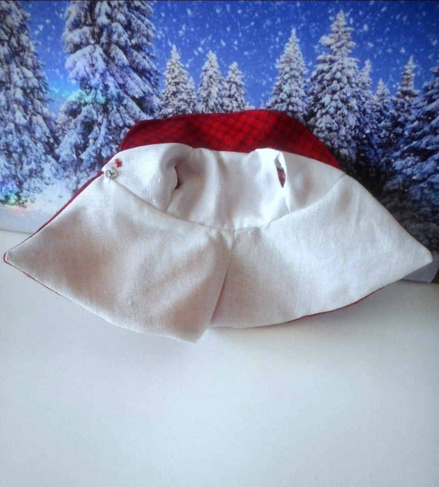 Vestido abrigo a cuadros rojo patrón conjunto completo de 5 piezas - ropa hecha a mano para muñeca Foto 4 de 4