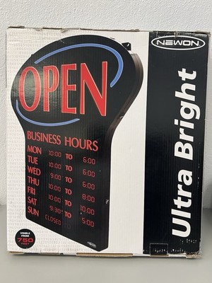 NEWON Red LED Light Up Open Business Hours Programmable Sign with Power Adapter