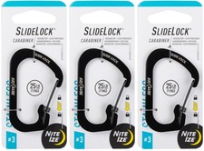 Nite Ize SlideLock Stainless Steel Carabiner 3 - Black 3-Pack