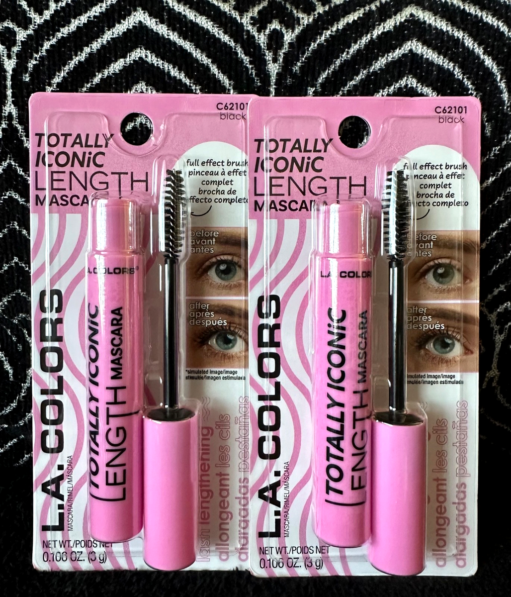 🌺2pk LA COLORS TOTALLY ICONIC BLACK C62101 LENGTHENING MASCARA