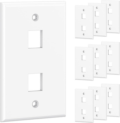 [UL Listed]  10-Pack Low Profile 2-Port Keystone Jack Wall Plate, RJ45 Wall Plat