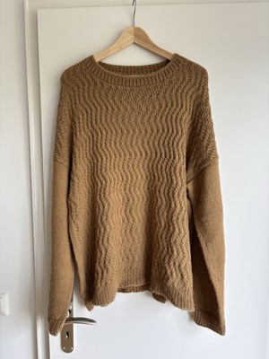 Handgestrickter Wollpullover camel XL merinowolle Handmade Selfmade Merino Wolle