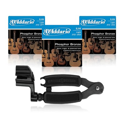 D'Addario EJ16 Phosphor Bronze Light Acou Guitar Strings 3Pack wProWinder