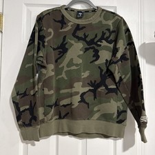 Nike SB Camo Crewneck Sweatshirt Mens Medium Green Black Cotton Blend