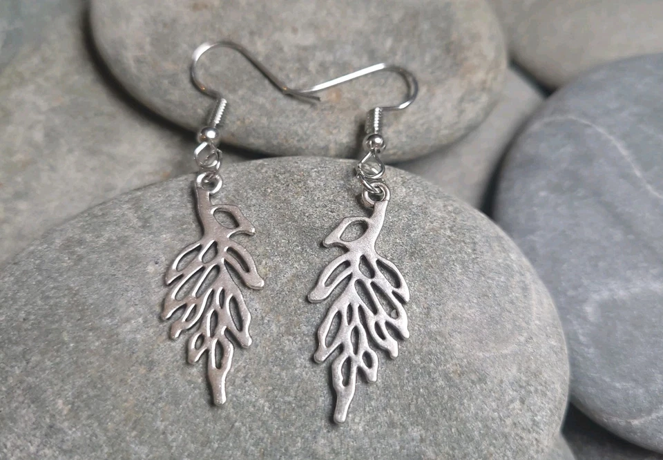 Pendientes hoja plata tibetana hojas filigrana colgantes Foto 3 de 4