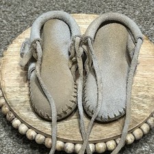 NIB NOS Vintage Minnetonka Moccasins Leather Booties Unisex Sz 1 Baby Shoes