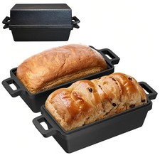 Brotbackform mit Deckel aus Gusseisen Backfor...