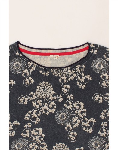 WHITE STUFF Womens Boat Neck Jumper Sweater UK 10 Small Navy Blue Paisley CE37 - Picture 3 of 3