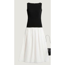 Kourt Erin Women's Black White Color block Pleated Midi Dress NWT Size 0