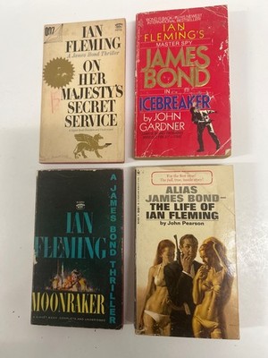 4 Vintage Ian Fleming James Bond paperback books good condition