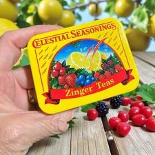 Celestial Seasonings Zinger Teas Tin, Fruit Design, Vintage, pre-owned