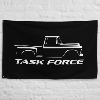 Task Force Wall Banner Chevy Truck Silhouette White Line Art Garage Decor 34x56