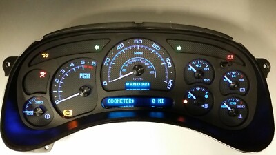 03-06 CHEVY AVALANCHE REPLACEMENT WHOLE CLUSTER CUSTOM CARBON FIBER BLUE LED WB