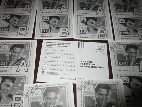 (9) " ELVIS " USPS VOTE " A" or " B " 29cent Stamp VOTE USPS MAILIN POSTCARDS MT - Picture 3 of 3