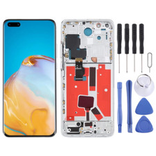 For Huawei P40 Pro LCD Display Touch Screen Digitizer Replacement Silver Frame