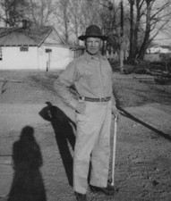 1946 Handsome Man Yard Cane Confident Casual Outdoor Portrait
