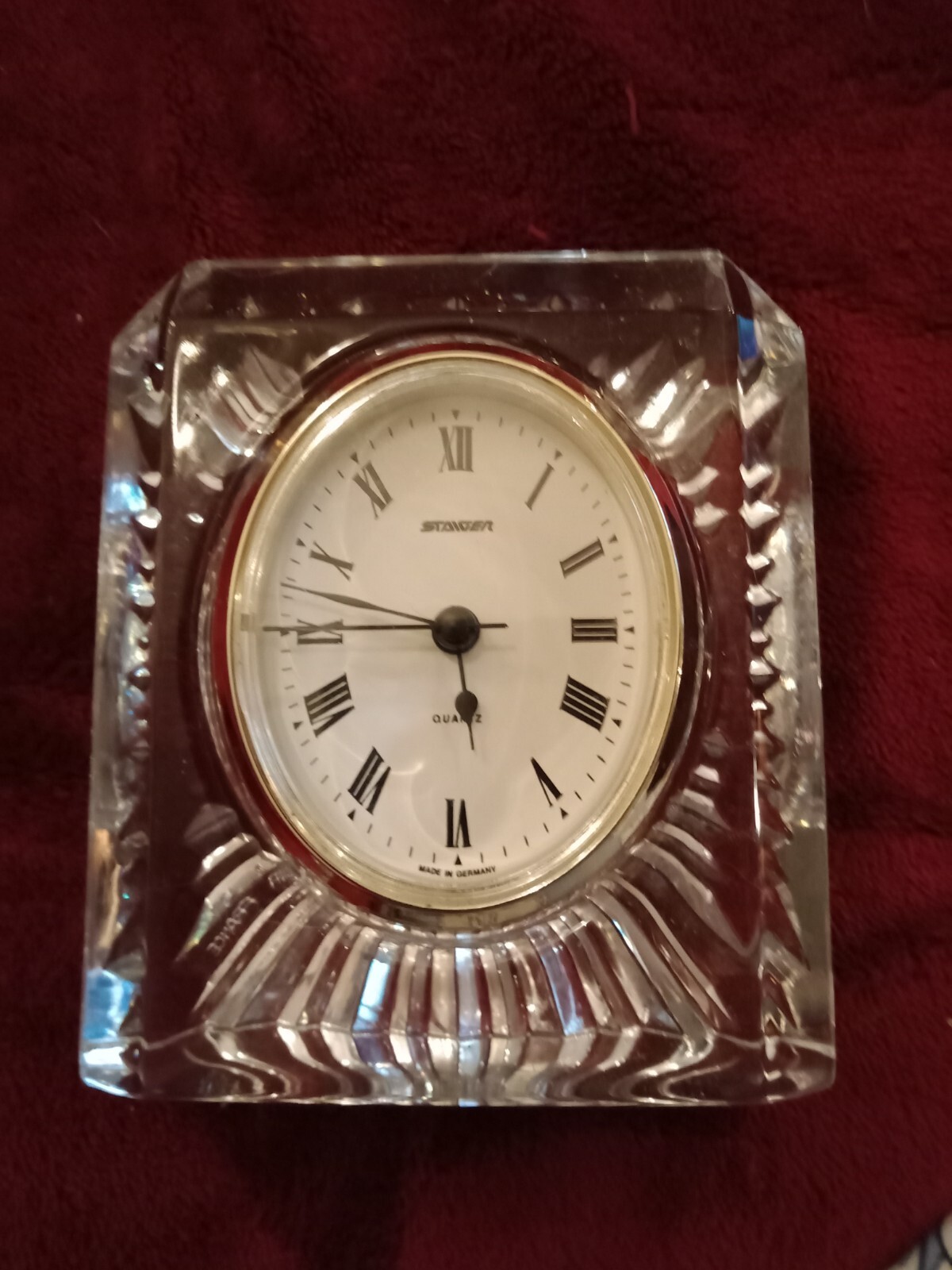 Beautiful Heavy Crystal Vintage Desk Clock