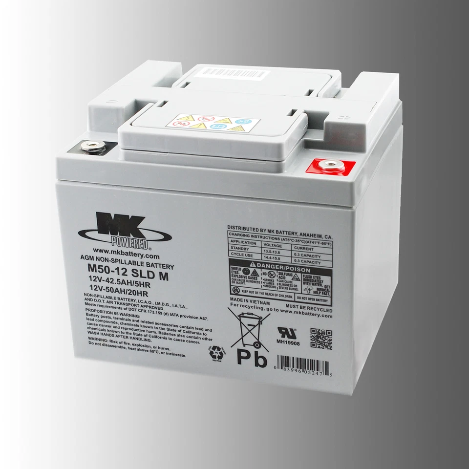 MK BATTERY Silla de ruedas M50-12 SLD M 12V 50Ah AGM resistente al ciclo / movilidad eléctrica
