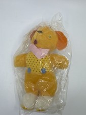 Vintage Yellow Dog/Bear Dotted Pattern and Pink Bow I'm Your Snuggle-y Toy Japan
