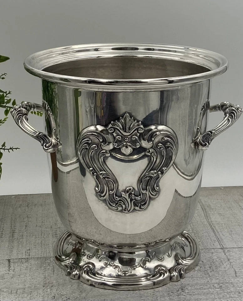 Cubo de hielo de colección Gorham CHANTILLY plateado ENFRIADOR DE VINO asas 8” años 50’s Foto 3 de 4