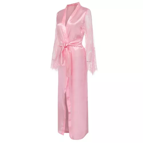 Damen Satin Lang Nachthemd Seide Spitze Dessous Nachthemd Nachtwäsche Sexy Morgenmantel - Bild 15 von 30