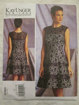 Vogue 1393 Kay Unger New York American Designer Dress Pattern Sz 6-14 Lined  UC | eBay