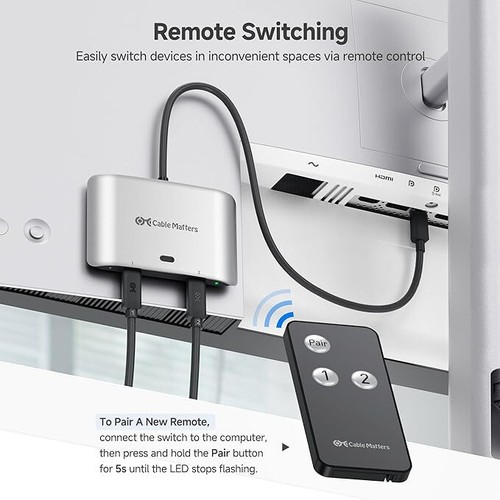 Cable Matters 20Gbps USB4 USB C Switch for 2 Computers, Support 8K@30Hz, 5K@60H - Picture 2 of 5