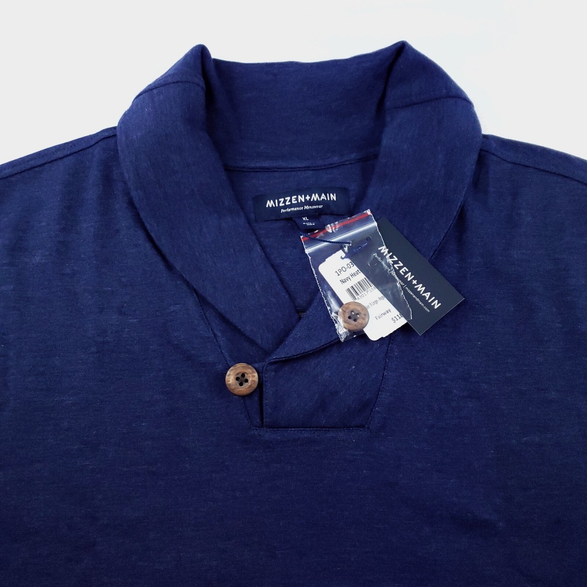 Mizzen Main Fairway Shawl Collar Stretch Pullover Sweater Navy Blue XL 2XL  $120