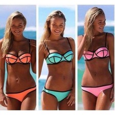 Bikini Top Push Up Padded for Petite Ladies Teenagers 3 Sets in 3 Colors Size M
