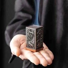 1pc Elegant Chinese Hollow Incense Burner - Metal Box for Indoor Use