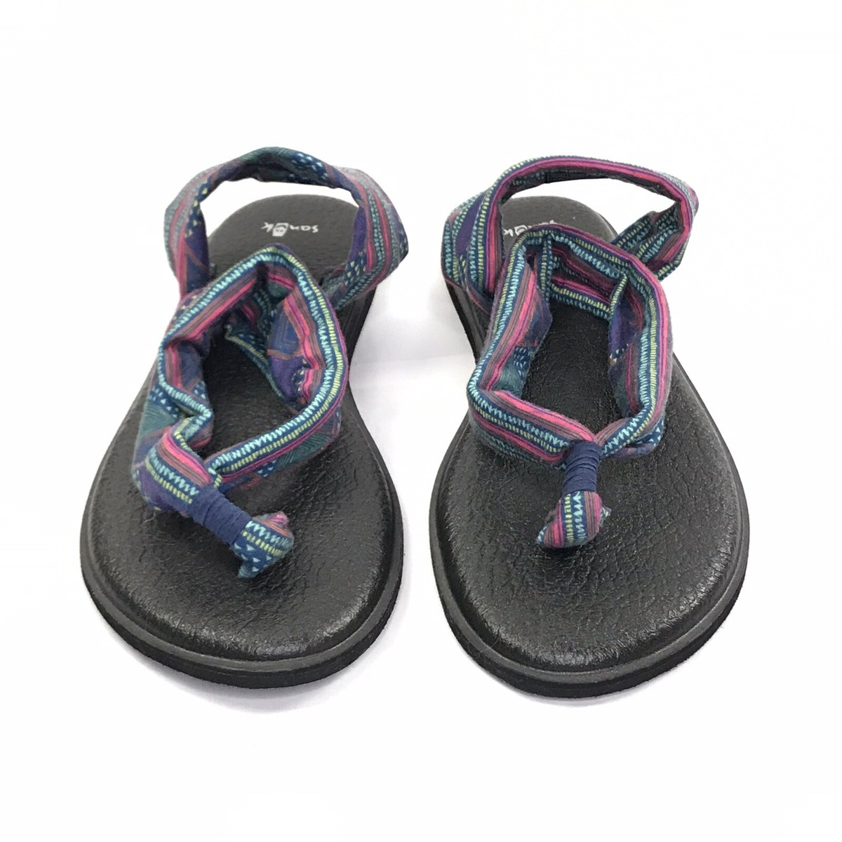 Sanuk Women's Sandal Yoga Sling Navy Multi Geometric Stripes