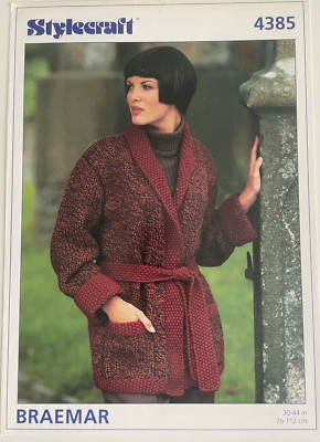 Damen Grobstrick Wickel Strickjacke STRICKMUSTER Moosstich Borte Stylecraft 4385