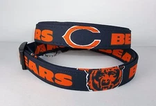 Chicago Bears NFL Terri's Dog Collar custom made adjustable made with fabric 