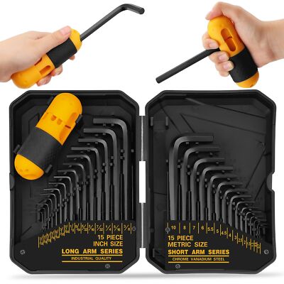 31-Piece Hex Key Set - Allen Wrench Set, SAE and Metric Allen Keys MM(0.7mm-10mm