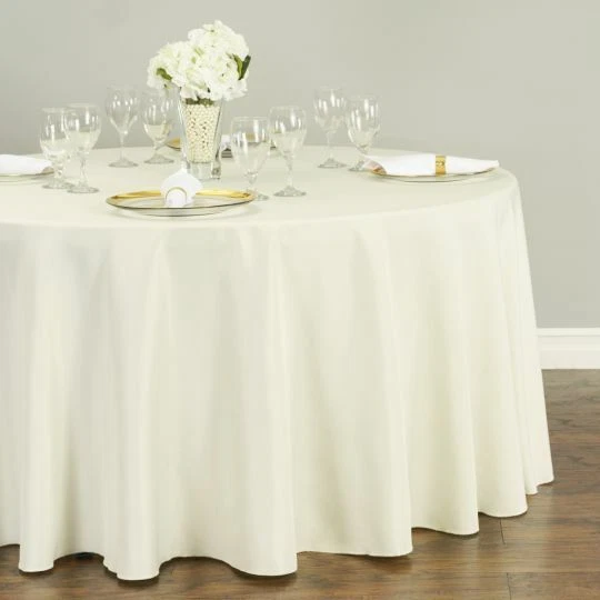 1 or 10 pcs 120 in. Round Polyester Tablecloth, 30 Colors! Wedding Party Event - Image 4 of 4