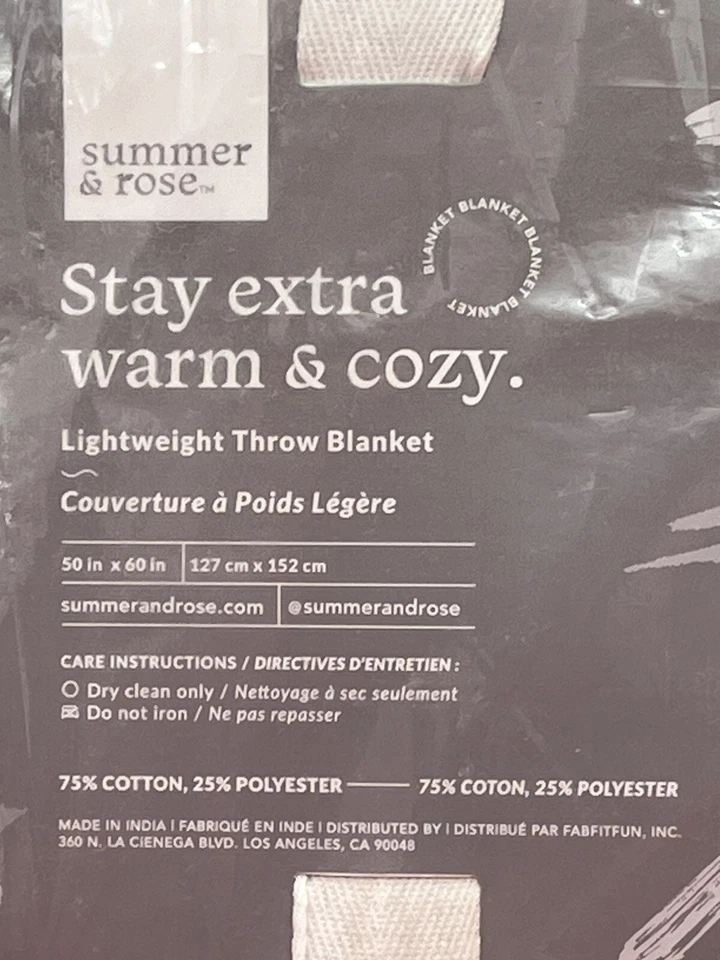 NUEVO Precioso Verano y Rosa -50x60 Manta Ligera Espuma de Mar y Blanco Foto 3 de 4