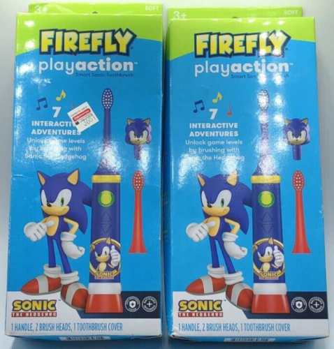 2PK Firefly Play Action Smart Sonic Toothbrush W/ Cover ~ Soft Bristles ~ READ