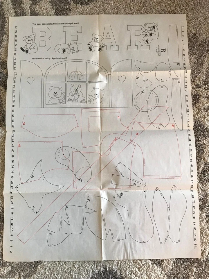 Large teddy bear craft bears at home cross stitch sampler stencils & applique  - Image 3 of 3