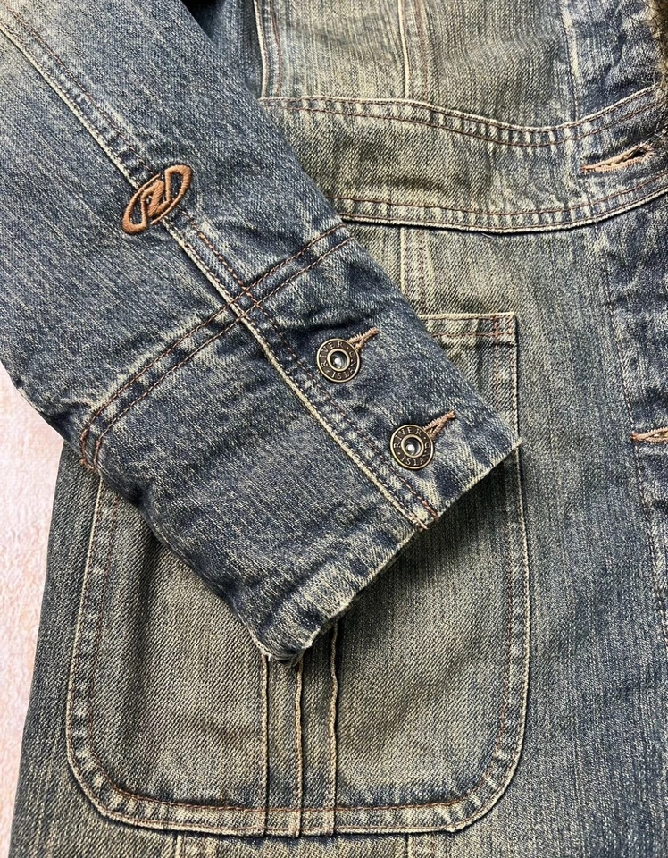 river island streetwear vintage denim long coat - Image 4 of 4