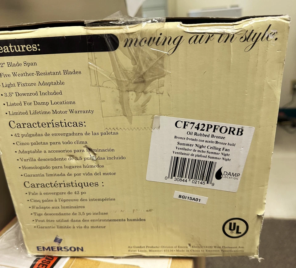 Emerson CF742PFORB 42" Summer Night Indoor/Outdoor Ceiling Fan Oil Rubbed Bronze - Image 2 of 4