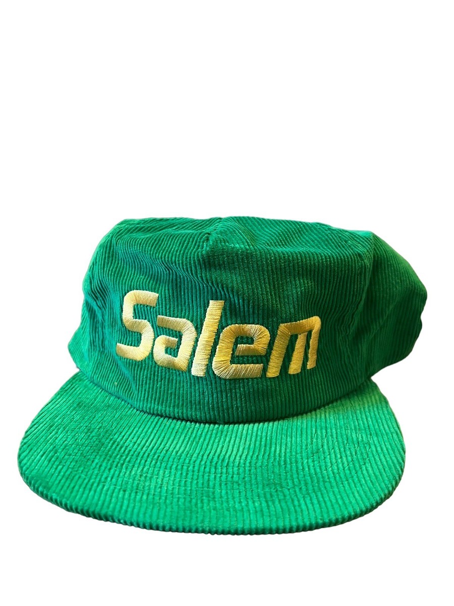 Vintage Salem Cigarettes Trucker Hat Cap Snap Back Green Corduroy
