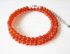 Natural 6mm Carnelian Smooth Round Gemstone Beads 16-36" Handmade Women Necklace