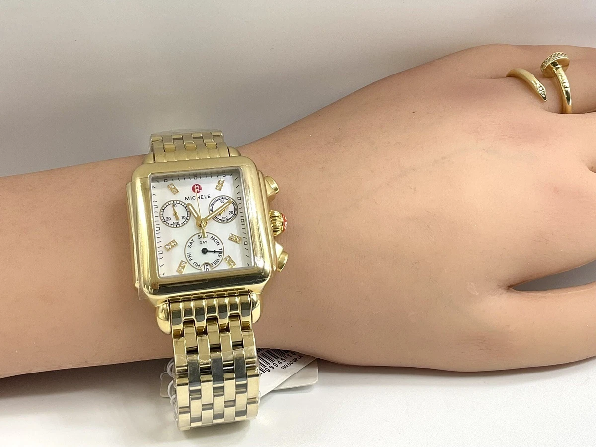 New Michele Deco XL Date MW06P00A9046 Diamond Dial Women s Watch