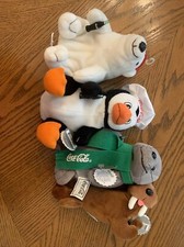4 1997-98 Coca Cola Bean Bag Plush Collectibles 3 Have Tags, Polarbear Doesn  t 
