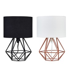 Table Lamp Metal Wire Base Large Lampshade Living Room Light LED Bulb Lighting